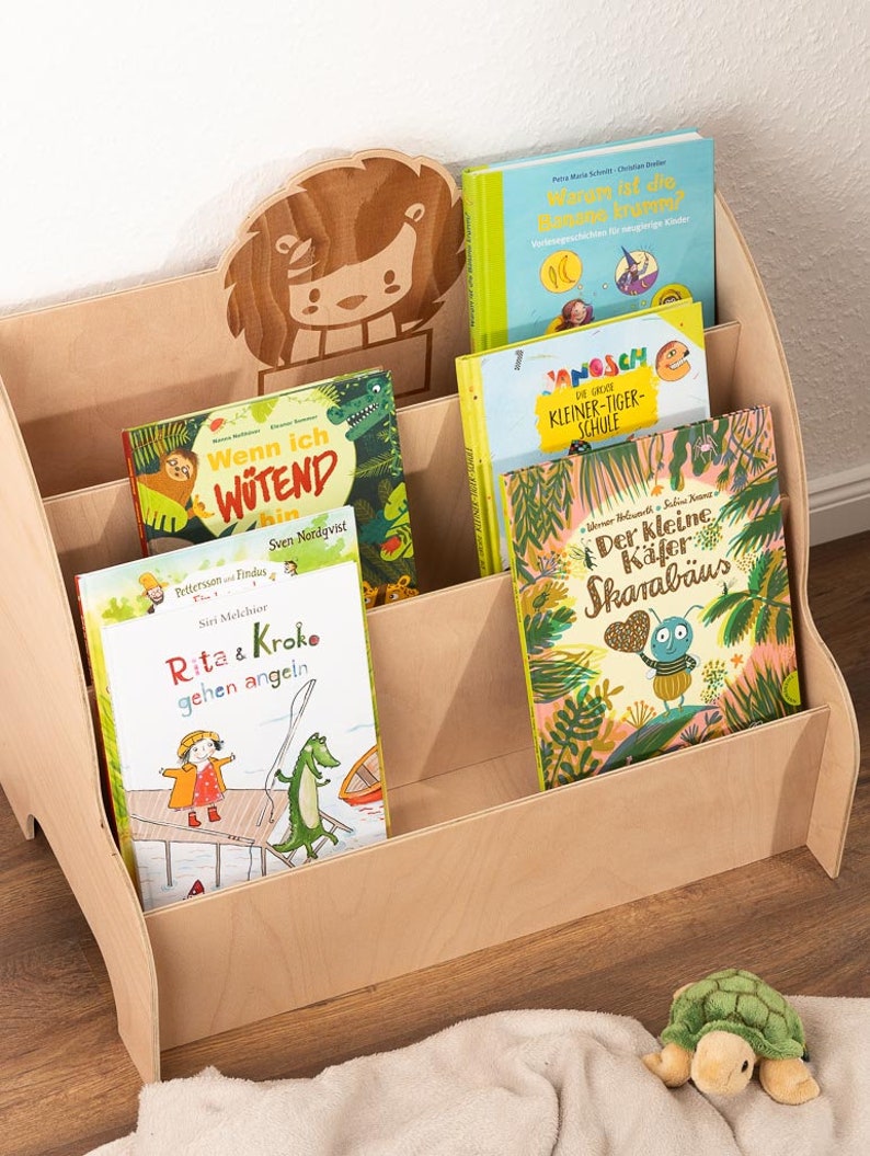 Wooden bookshelf for children Creative children's bookshelf: learning-effective design for children tidying up and learning at the same time image 8