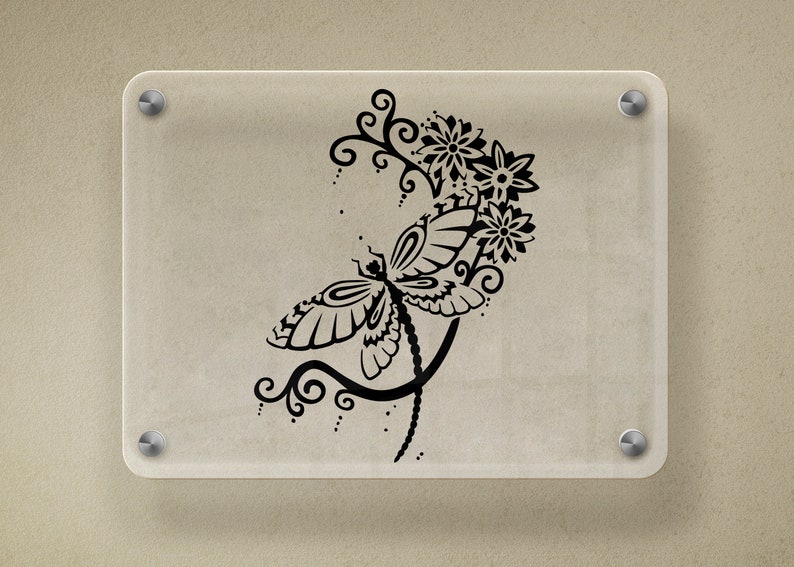 Dragonfly Flowers Stencil Art, Vector SVG, Dxf, Dragonfly Stencil ...