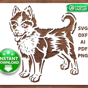 Husky Dog Puppy Stencil Art, Pet Art, Wall Decor Stencil, DIY Crafting, Husky Dog, Stencil for Cutting and Printing