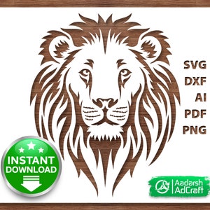 Lion Face Art Stencil, Lion King, Lion Stencil, Animal Wall Décor, Wildlife Art, SVG, dxf, Wall Décor Pattern, DIY Craft, Laser Cut, Cricut