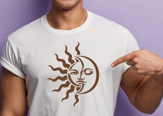 Sun and Moon Eclipse Stencil Celestial Character SVG, Solar