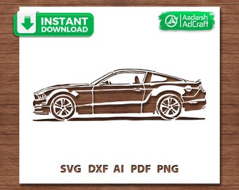 Classic Muscle Car Stencil SVG, Sports Car Laser Cut Design, Speed Car Cut File, Speed Wheels SVG for Cricut & Laser Cutting