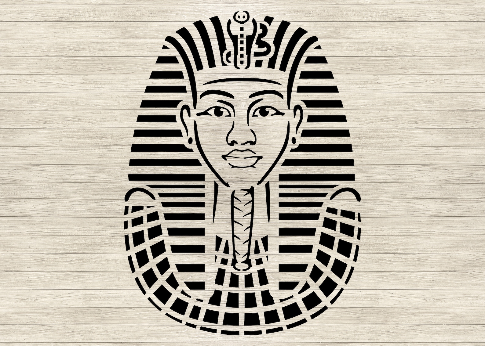 Pharaoh Tutankhamun Mask Stencil Art | Egyptian King SVG, Ancient Wall ...