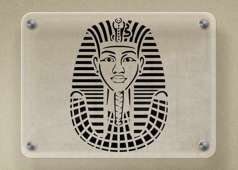 Pharaoh Tutankhamun Mask Stencil Art | Egyptian King SVG, Ancient Wall ...