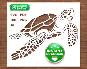 Turtle Sea Creature Stencil Art, Turtle Stencil, Aquatic Art, SVG, dxf, Wall Décor Pattern, DIY Craft, Laser Cut, Cricut, Silhouette Decals