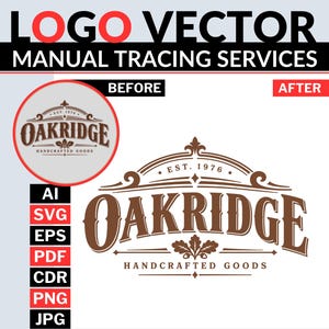 Logo Digitizing & Vector File Delivery | Convert Image to Clean Vector | Manual Tracing | SVG EPS PDF Files