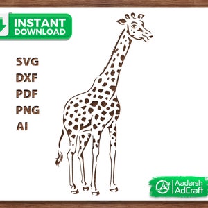 Giraffe Wildlife Art Stencil, Vector SVG, dxf, Stencil Print, Giraffe Design, Wildlife Art, Wall Decor, DIY Crafting, Cricut, Silhouette