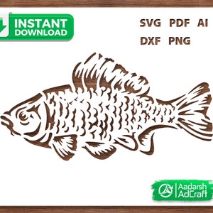 Mirror Carp Fish Stencil | Aquatic Animal SVG, Fishing Wall Art, Tattoo Template, DIY Painting, Craft Design, Cricut & Silhouette