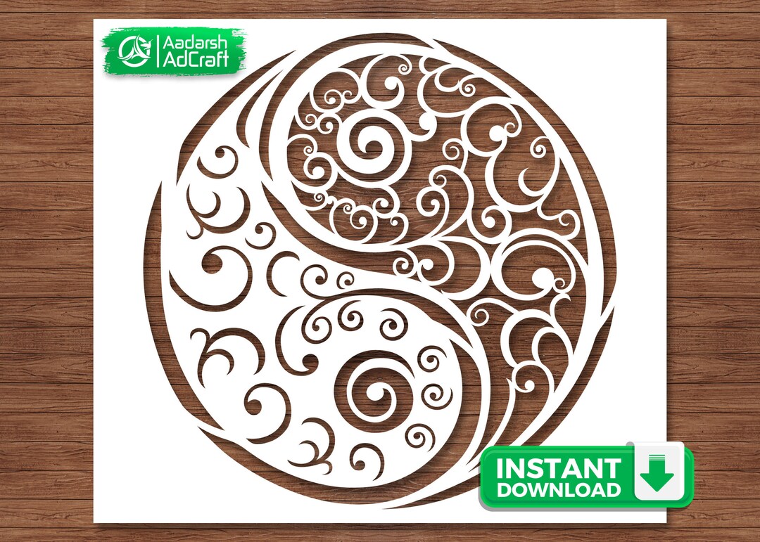 Yin Yang Sign Creative Art Stencil, Zen Wall Decor, Meditation, SVG ...