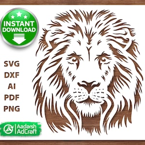 Sjablonen leeuwenkop | Tribal dieren SVG, koning van de jungle gezicht sjabloon, tattoo ontwerp, bestand DIY muurkunst, ambacht, Cricut en silhouet snijden