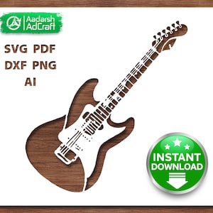 Electric Guitar SVG, Guitar Stencil svg, Rock Guitar Cut File, Music Instrument SVG for Cricut, Laser Cut, CNC, dxf png pdf ai
