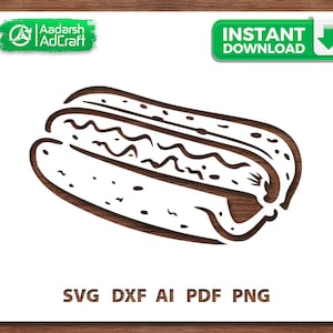 Hot Dog Stencil SVG | Fast Food Stencil for DIY Wall Art, T-Shirt Printing, Kitchen Decor, Cricut Cut File, Burger Stand Logo Design