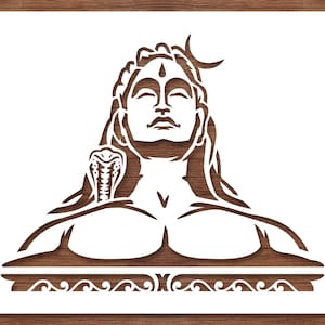 Adiyogi Lord Shiva Stencil SVG | Hindu Spiritual Wall Art Design for T-Shirt Printing, DIY Crafts, Laser Cutting & Cricut Template