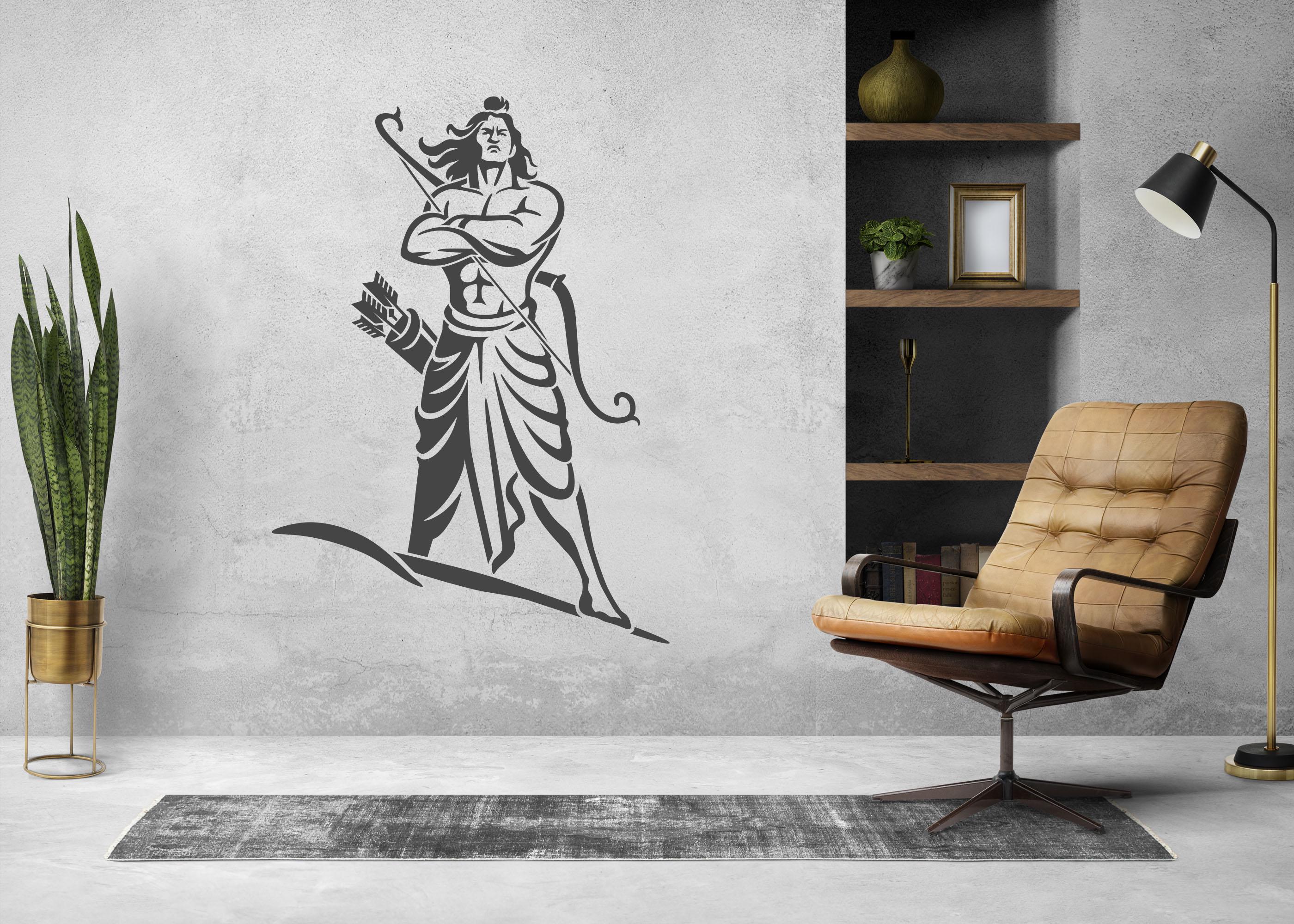 Lord Ram Warrior Stencil | Hindu God SVG Template, Ram With Bow and ...