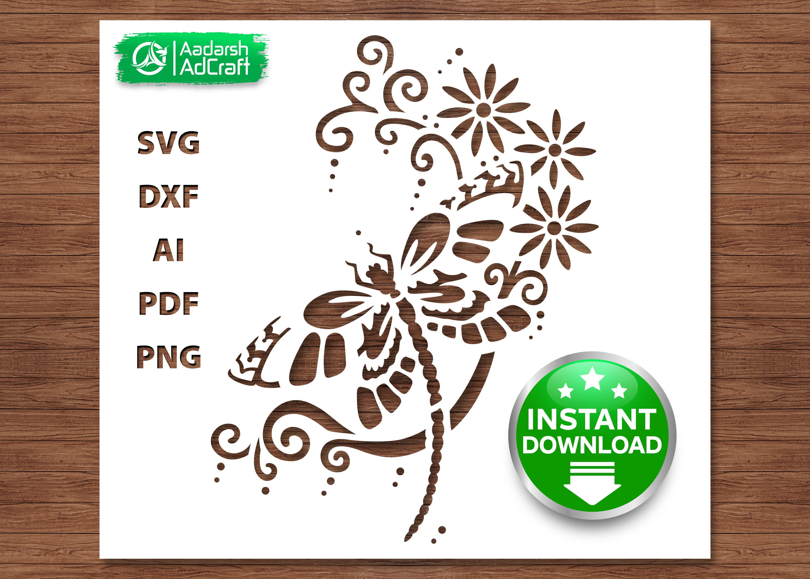 Dragonfly Flowers Stencil Art | Insect SVG, Floral Wall Decor, Tattoo ...