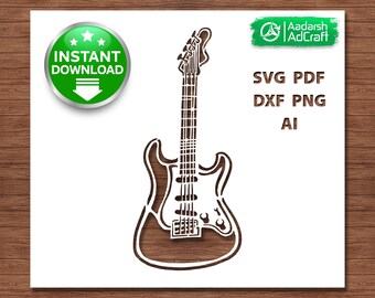Electric Guitar SVG, Guitar Stencil SVG, Electric Guitar Cut File for Cricut, Laser Cut, CNC, Musician svg, Rock Guitar Decor