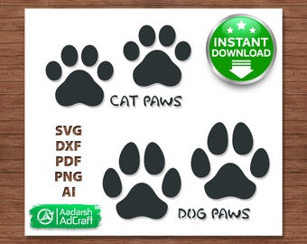 Cat & Dog Paw Print svg Bundle, Pet Paw SVG, Dog Paw Print SVG, Cat Paw Stencil Cut File for Cricut, Laser Cut and Vinyl Crafts