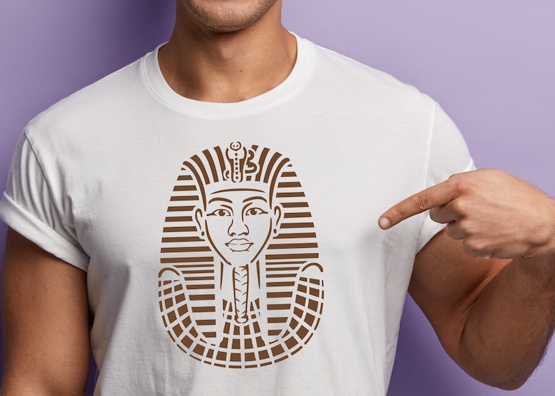 Pharaoh Tutankhamun Mask Stencil Art | Egyptian King SVG, Ancient Wall ...