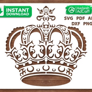 Royal King Crown Stencil Art, Royal Crown, Royal Theme, Wall Decor, SVG, dxf, Wall Decor Pattern, DIY Craft, Laser, Cricut Silhouette