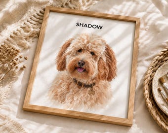 Custom Dog Portrait from Photo | Watercolor Style | Cat Portrait | Personalized Printable Pet Memorial Gift | Furry Friend Digital Painting