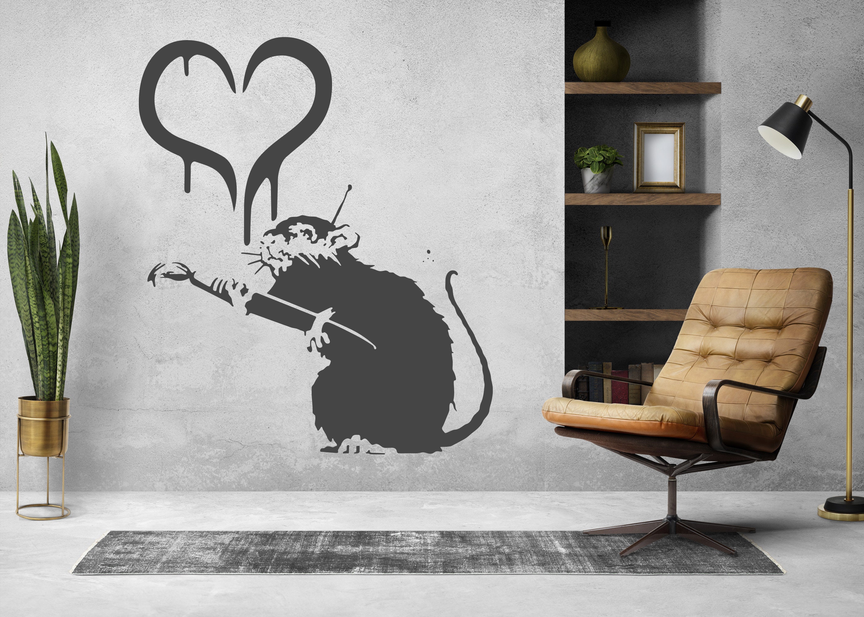 バンクシーのネズミの絵の具ステンシルSVG、DIYウォールアート