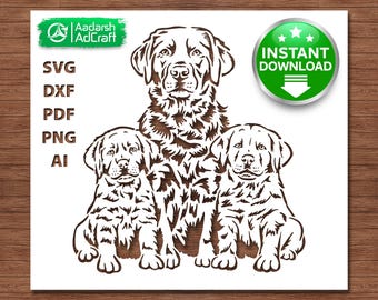Labrador Retriever Family SVG, Labrador Dog SVG, Lab Puppy svg, Dog Stencil Cut File for Cricut, Laser Cut, CNC and Vinyl Crafts