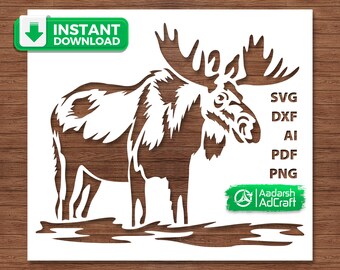 Stencil SVG eland | Sjabloon Alaska Wildlife voor rustieke muurdecoratie, jachtkunst, meubelschilderen, stof bedrukken, Cricut en silhouet