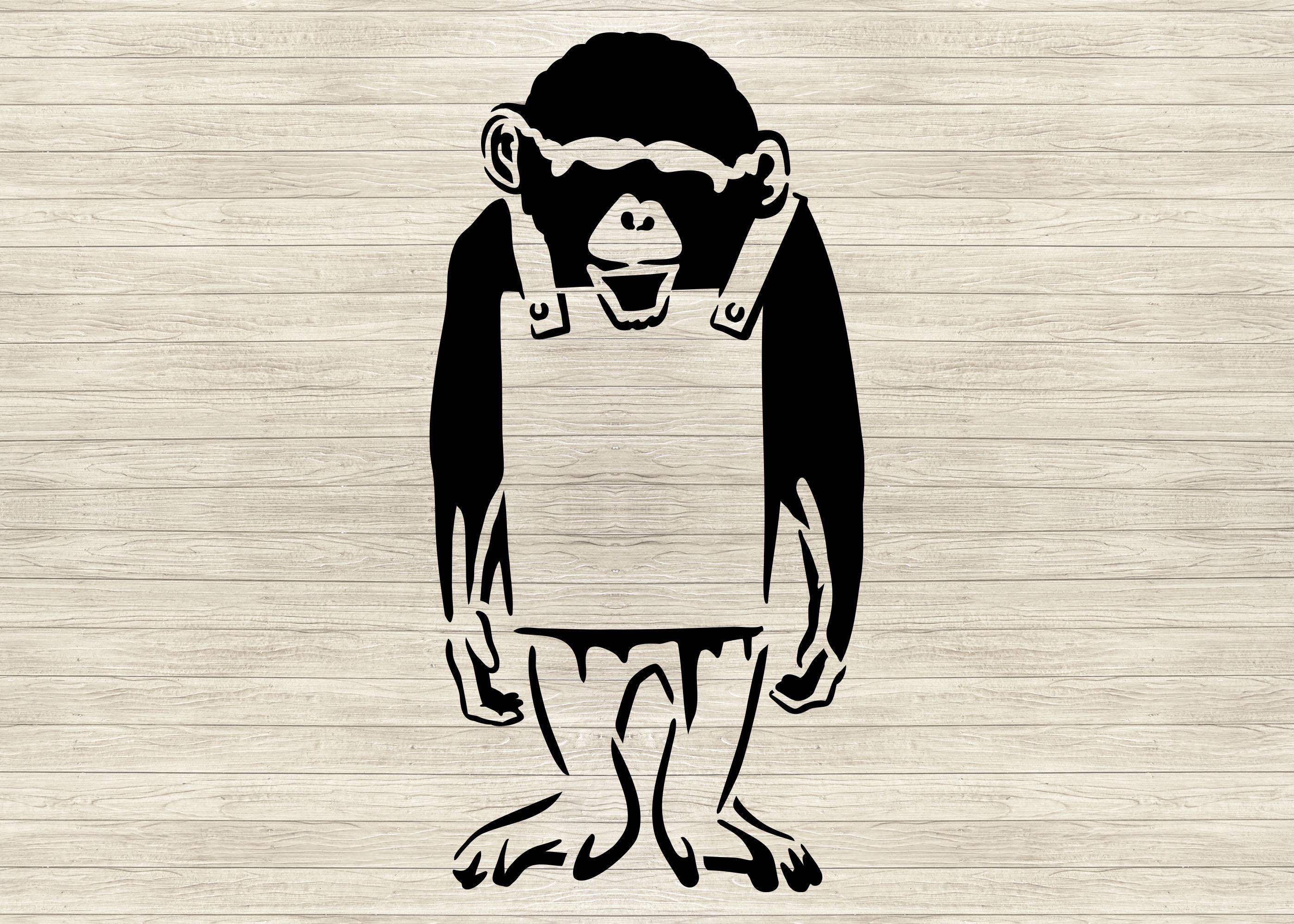 Banksy Monkey Keep It Real Stencil SVG, Graffiti Street Art Cut
