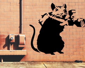 Banksy Camera Rat Art Stencil, Rat With Camera Street Art