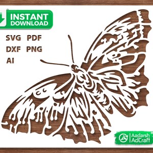 Art au pochoir design papillon, vecteur SVG, dxf, PNG, pochoir papillon, inspiré de la nature, motif de décoration murale, créations DIY, découpe laser, Cricut