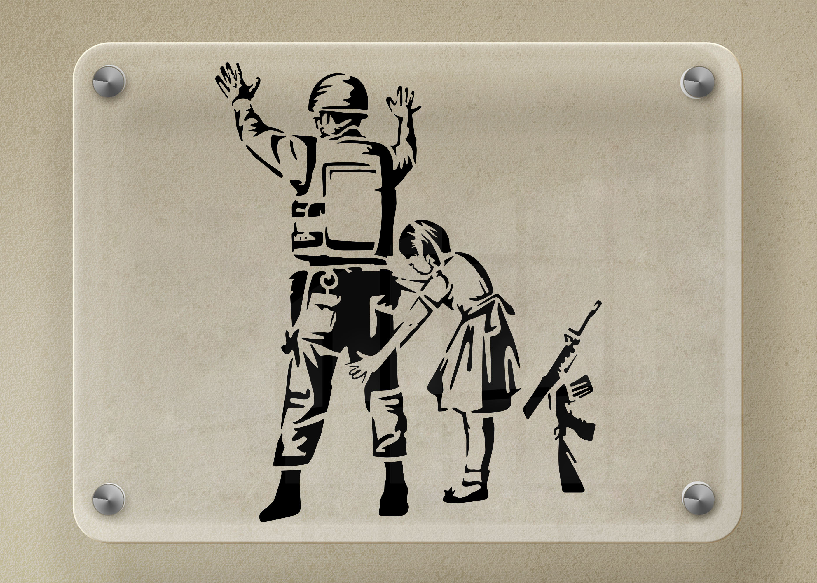 Banksy Soldier Searched by a Girl Stencil SVG, Street Art Template