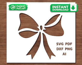 Ribbon Bow SVG, Bow Stencil SVG, Decorative Bow Cut File for Cricut, Gift Bow svg, Hair Bow SVG, Laser Cut, cnc, dxf png pdf