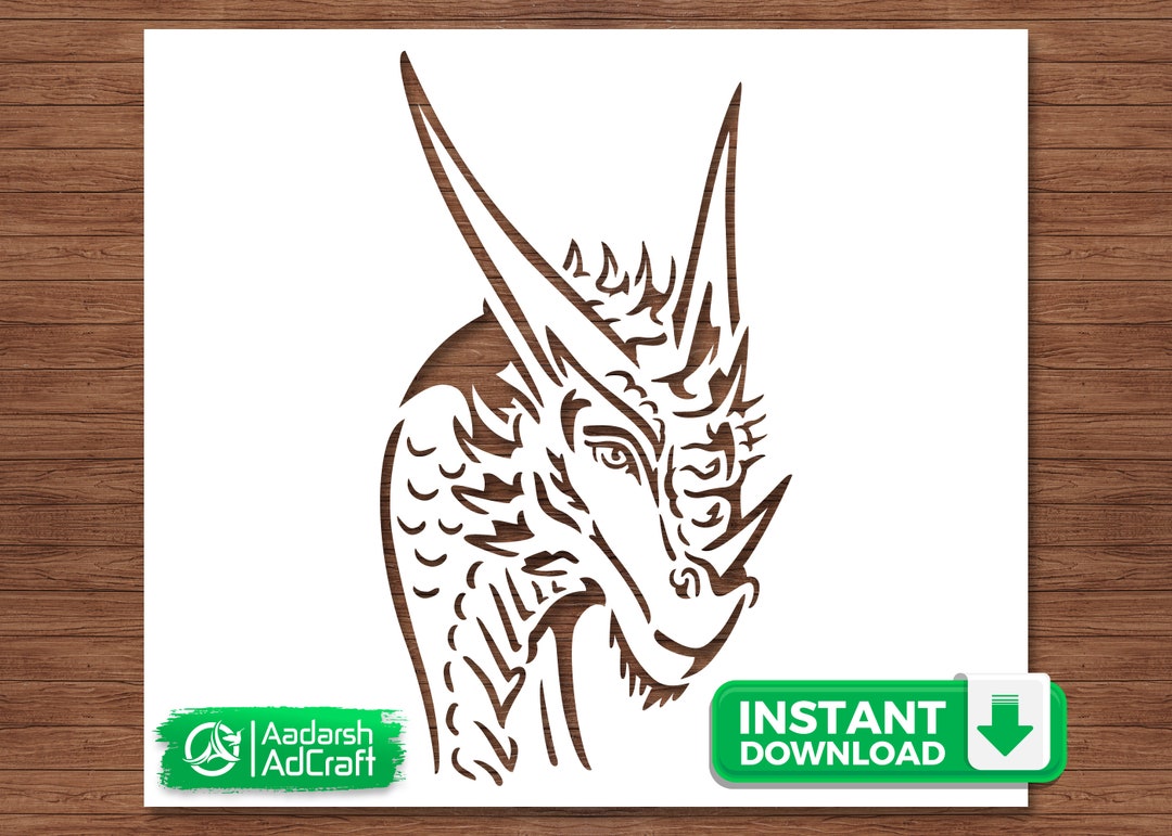 Dragon Face Stencil Art Dragon Printable Stencil SVG Dxf - Etsy