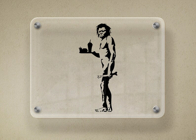 Banksy Prehistoric Caveman Fast Food Art Stencil Caveman Etsy UK