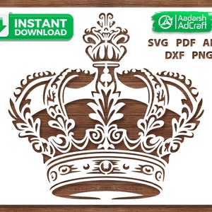 Vintage King Crown Stencil Art, Royal Crown, Royal Theme, Wall Decor, SVG, dxf, Wall Decor Pattern, DIY Craft, Laser, Cricut Silhouette