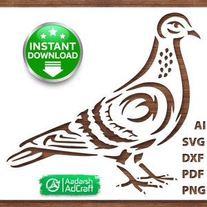 Pigeon Bird Stencil Art, Vector SVG, dxf, Pigeon Art, Dove Bird Art, Wildlife Art, Wall Decor Pattern, DIY Craft, Laser Cut, Cricut