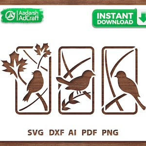 Beautiful Birds Stencil Wall Frame SVG, Flying Bird Template for DIY Wall Art, Painting, Cricut, Silhouette, Laser Cut, Nature Home Décor