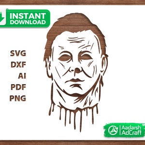 Halloween Michael Myers Stencil Art, Halloween Killer, Tödliche Maske, Wand dekor Schablone, DIY Basteln, Schablone zum Schneiden und Drucken