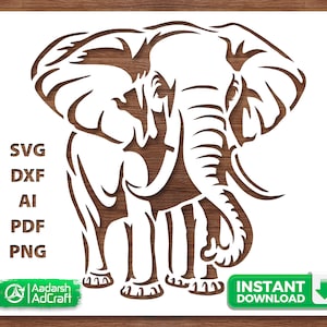 Elephant Creative Art Stencil, Mammoth Stencil, Tusker Stencil, Wildlife Art, SVG, dxf, Wall Décor Pattern, DIY Crafting, Laser Cut, Cricut
