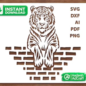 Tiger in Relax Mood Stencil Art, Design for DIY, SVG, dxf, Patterns and Home Décor, Stencil for Decorative Art Cutting and Print