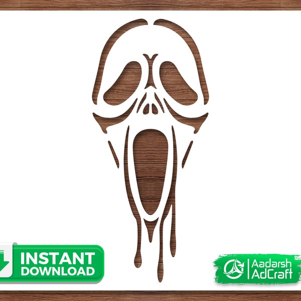 Halloween Scary Mask Stencil Art, Scream Mask, Fan Art, Wall Décor Stencil, DIY Crafting, Stencil for Cutting and Printing