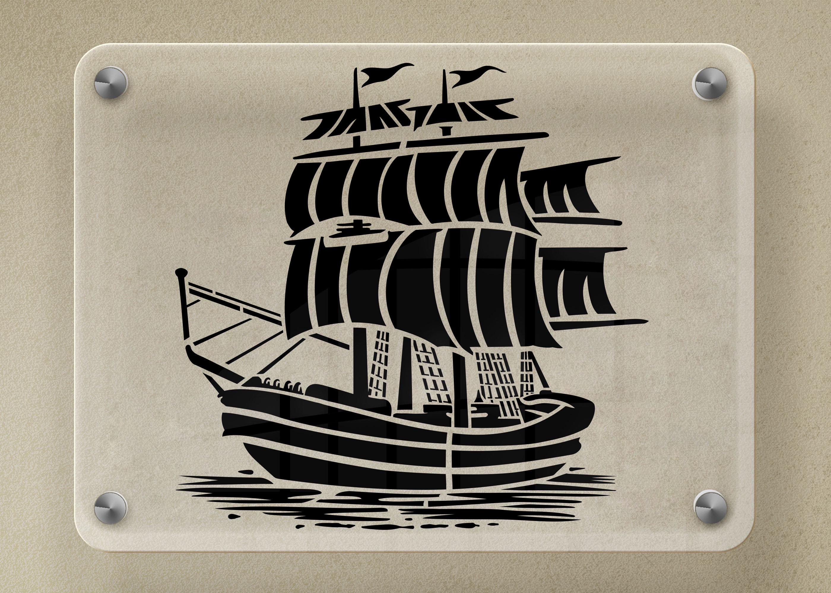 ヴィンテージ海賊船ステンシルSVG、CricutとSilhouette用の航海用帆船カットファイル、壁アートやDIYクラフト用の海賊船ステンシル -  Etsy 日本, image size:2800x2000