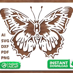 Schöne Schmetterling Schablone Kunst, Vektor SVG, dxf, PNG, Schmetterling Schablone, Natur inspiriert, Wand-Dekor-Muster, DIY Handwerk, Laser-Schnitt, Cricut