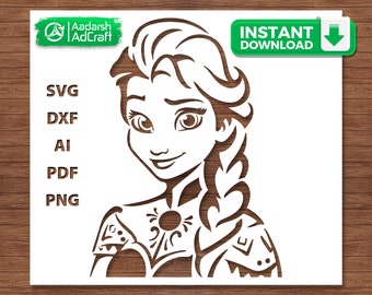 Frozen Snow Queen Stencil | Ice Queen SVG, Winter Fantasy Woman Template, DIY Wall Art, Craft Design, Cricut & Silhouette File