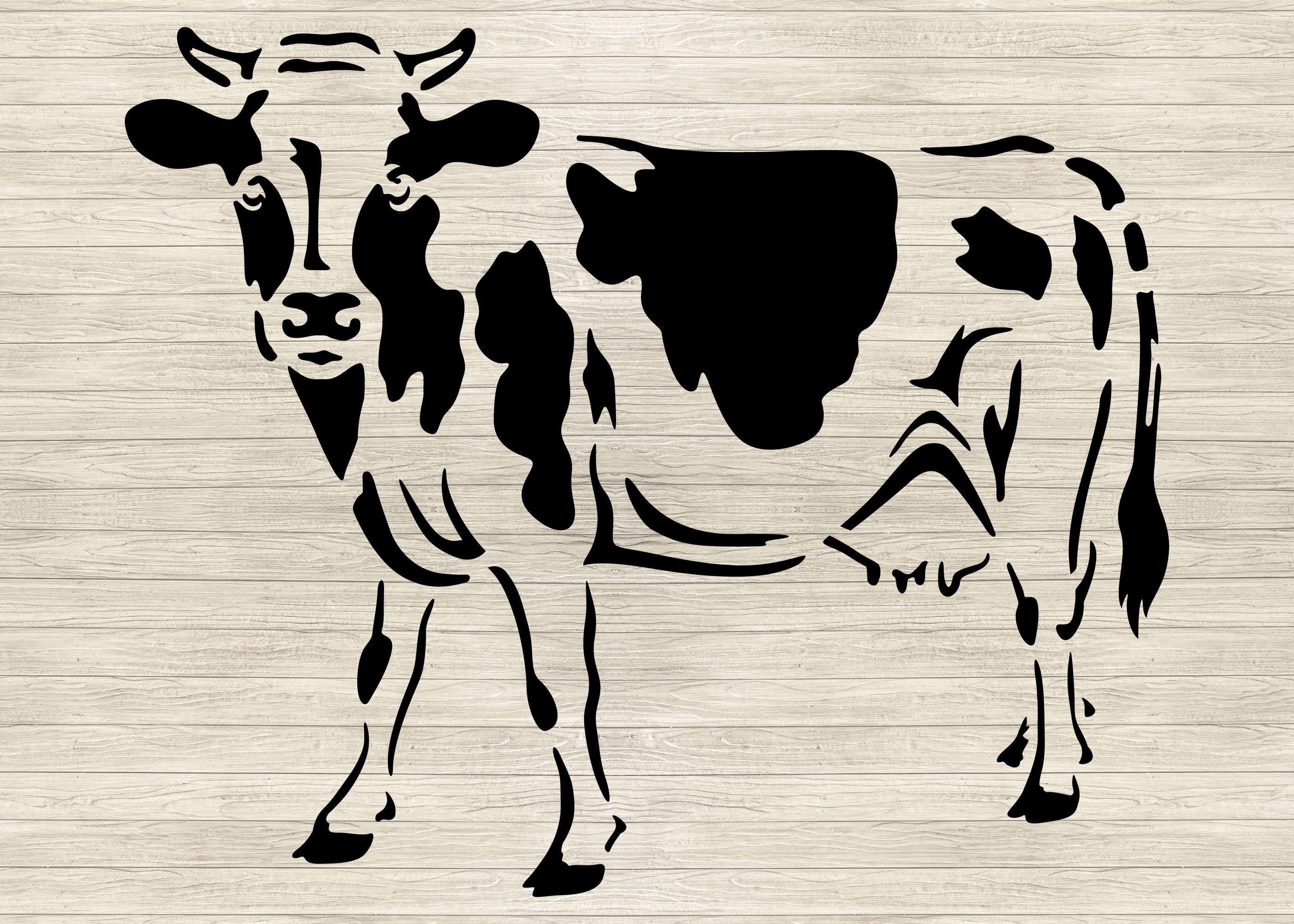 Cow Cattle Farm Animal Full Body Stencil Art, Vector Drawing, SVG, Dxf ...