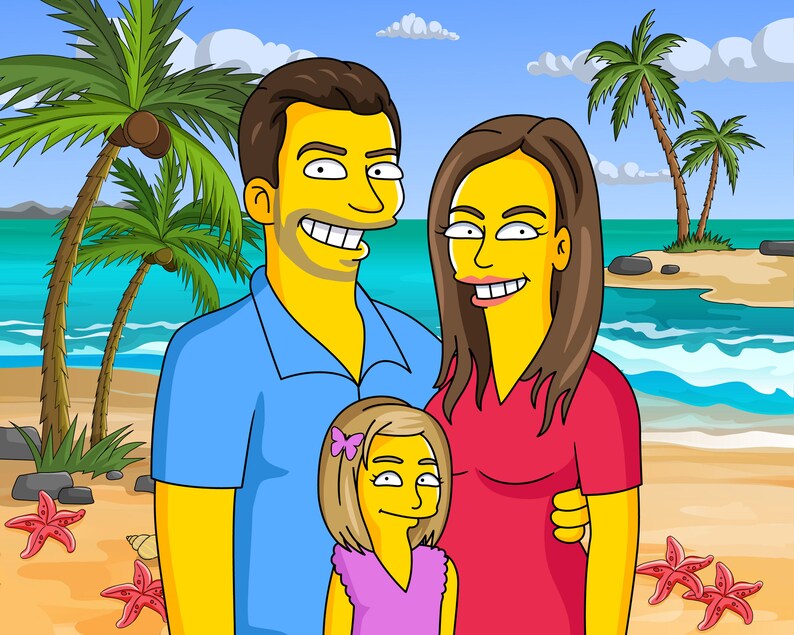 Custom Simpsons Character Family With Pet Portrait, Living Room Sofa ...