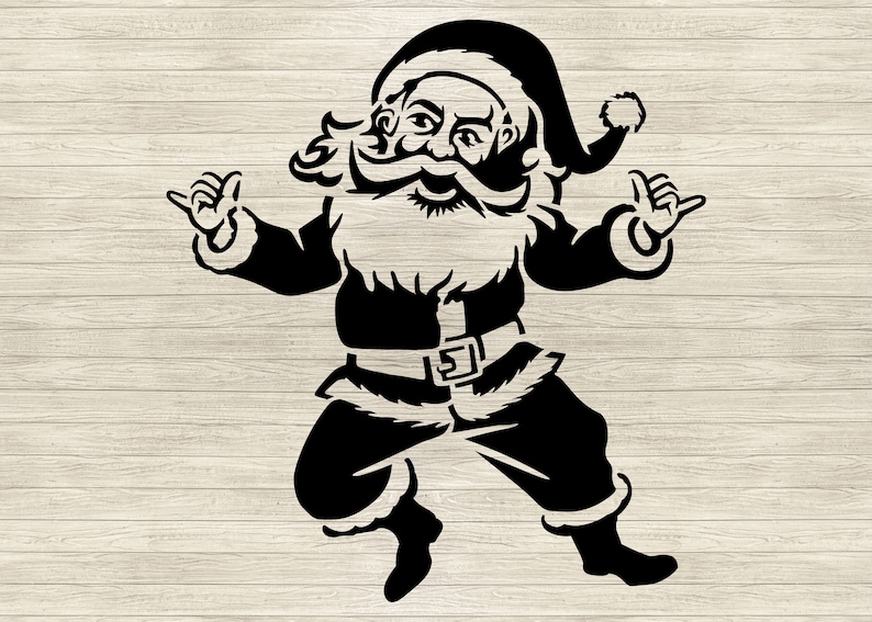 Christmas Santa Claus Dancing Stencil Art, Vector SVG, Dxf, Stencil ...