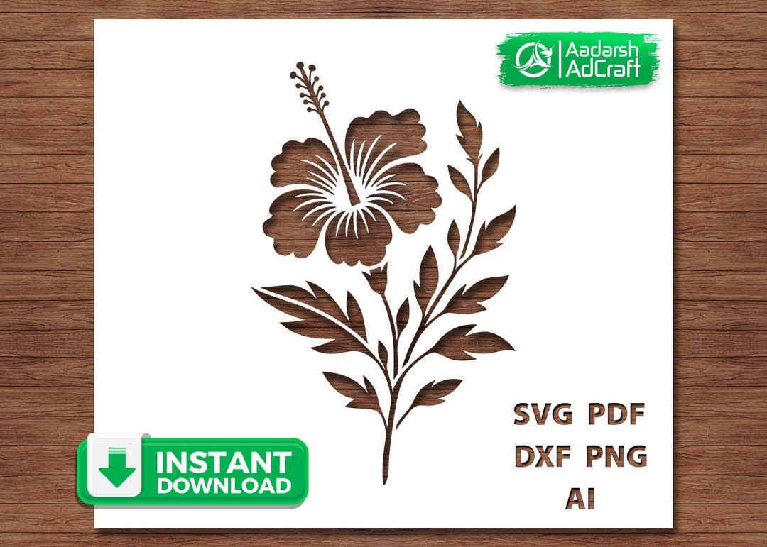 Hibiscus Flower Stencil | Tropical Floral SVG Cut File for Cricut ...