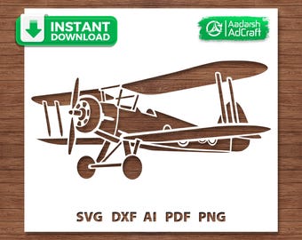 Cute Antique Airplane Stencil Design SVG for DIY Wall Decor, T-Shirt Printing, Nursery Art, Kids Room Craft, Cricut & Silhouette Projects