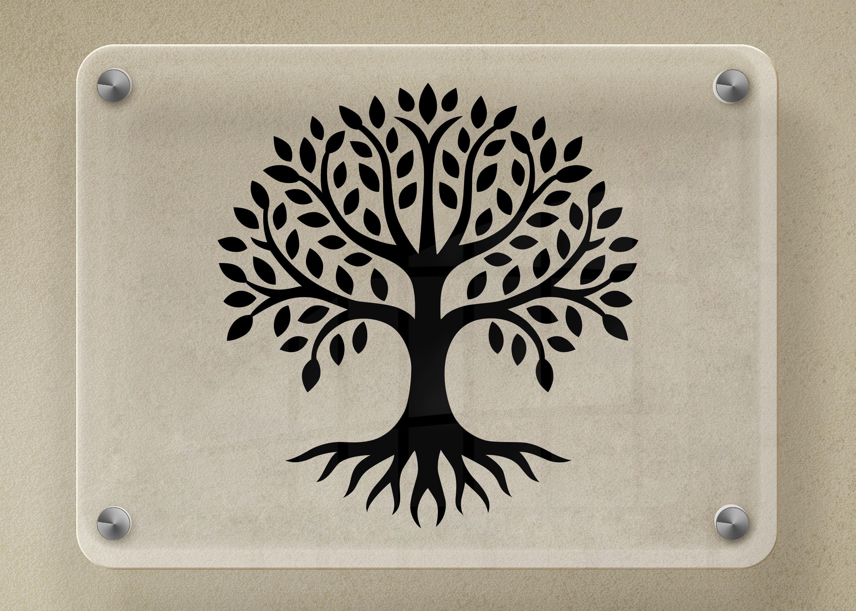 Sacred family tree stencil with a silhouette.